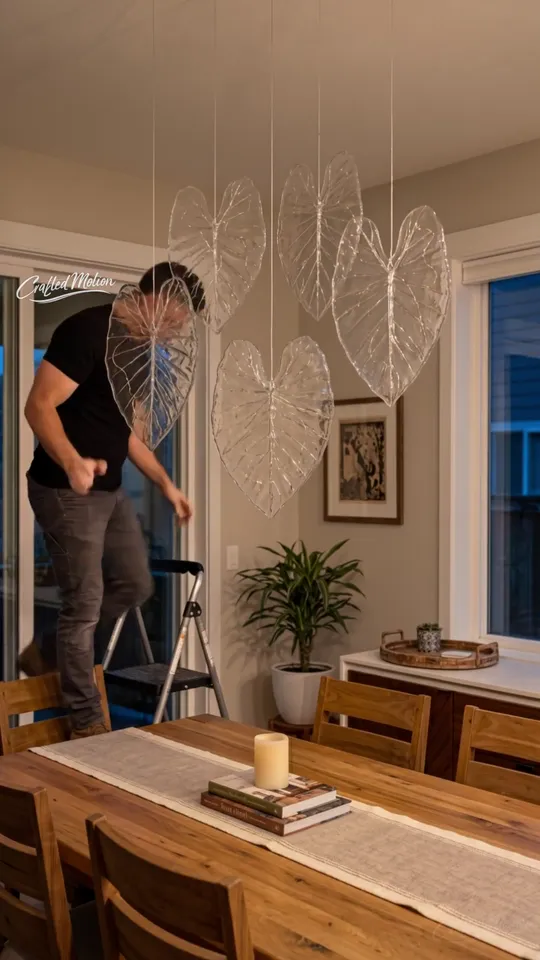Finished Epoxy Leaf Chandelier Build