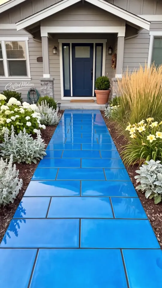 Finished Melted Bottle Tile Walkway Build