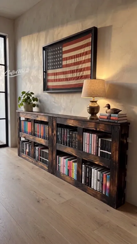 Finished Pallet Bookshelf Build