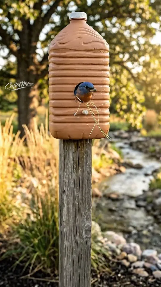 Finished Water Jug Birdhouse Build